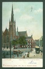 Ansichtkaart Haarlem Lange brug met Tram en Kerk a/h spaarne, Ophalen of Verzenden, Voor 1920, Gelopen, Noord-Holland
