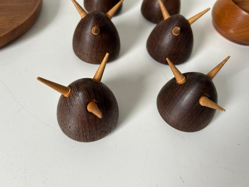 Houten Eierdopjes en Schaal Set, Antiek en Kunst, Ophalen of Verzenden