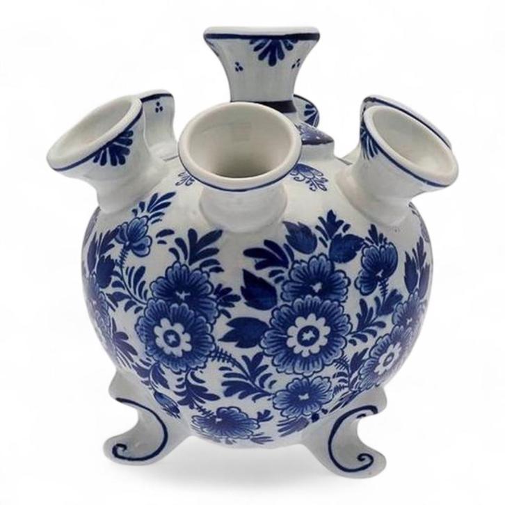 Tulpenvaas op pootjes Heinen Delfts Blauw (nieuw), Huis en Inrichting, Woonaccessoires | Vazen, Nieuw, Blauw, Minder dan 50 cm