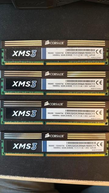 Corsair XMS3 modules 4x8GB DDR3 32GB set beschikbaar voor biedingen