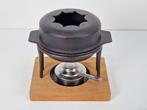 Vintage fondueset kosta Boda Shop gietijzer hout Zweden '60, Ophalen of Verzenden, Zo goed als nieuw, Brander, Fondueset