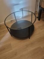 Salontafel met glazen blad, diameter 75 cm, Gebruikt, Rond, Ophalen of Verzenden, Glas