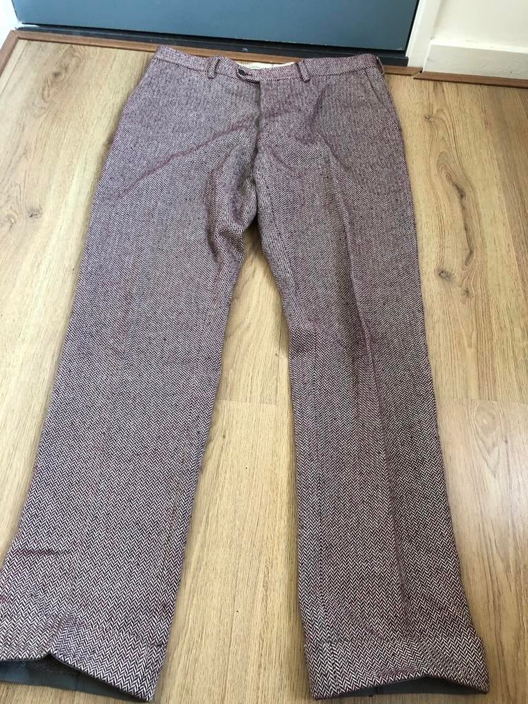Suitsupply larusmiani tweed broek bruinrood soho 54, Kleding | Heren, Broeken en Pantalons, Maat 52/54 (L), Ophalen of Verzenden