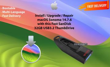 Installeer macOS Sonoma 14.7.6 via USB3.2 Stick 32GB OSX beschikbaar voor biedingen