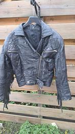 Leren Biker Jas met Franjes - Maat 38, Ophalen of Verzenden, Gedragen, Maat 38/40 (M), Zwart