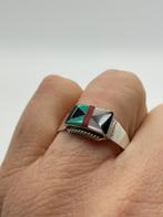 A668 Prachtige zilveren ring Zuni Native American maat 22, 20 of groter, Ophalen of Verzenden, X, Dame of Heer