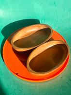 Vintage teak bakjes ovaal schaaltjes set van 2 hout, Huis en Inrichting, Woonaccessoires | Schalen en Manden, Gebruikt, Schaal