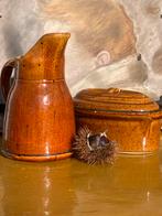 Brocante Frans aardewerk  waterkan paté schaal, Ophalen of Verzenden