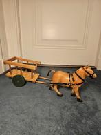 Steha Ado paard en wagen oud houten speelgoed, Verzenden