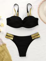 Goud zwarte push up bikini badpak brazilian maat 34 36 38 40, Nieuw, Bikini, Zwart, Verzenden