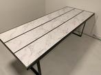 Massief stalen eettafel NIEUW, Vijf personen of meer, Glas, Rechthoekig, Nieuw