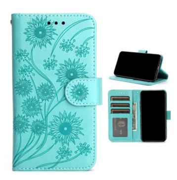Samsung Galaxy S21 hoesje bookcase hoesje bloemen mintgroen beschikbaar voor biedingen