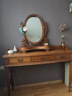 Antieke Kaptafel met Spiegel, Gebruikt, 100 tot 150 cm, 100 tot 150 cm, Hout