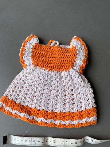 2 nieuwe oranje/witte dubbele pannenlap jurkjes beschikbaar voor biedingen