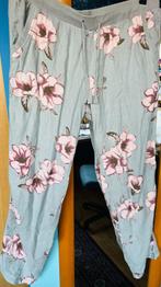 leuke mintgroene gebloemde linnenmix zomerbroek 42/44 zgan, Verzenden, Maat 42/44 (L), Zo goed als nieuw, Lang