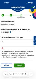 4 tickets ouwehands dierenpark, Tickets en Kaartjes, Drie personen of meer, Overige soorten