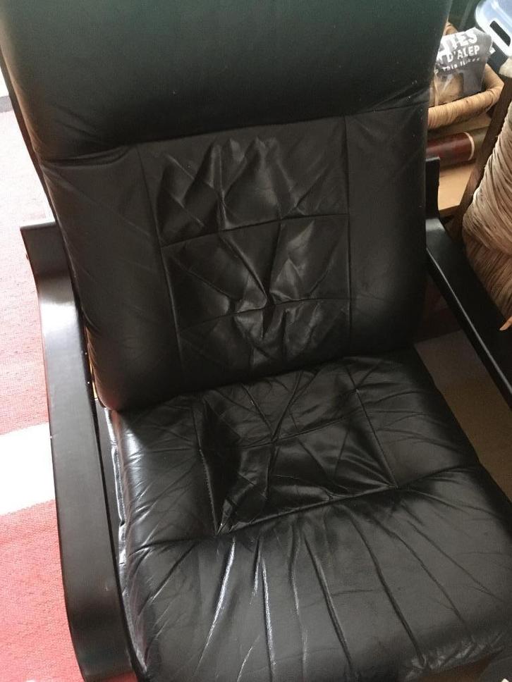 Leren stoel, Huis en Inrichting, Stoelen, Gebruikt, Eén, Hout, Leer, Zwart, Ophalen