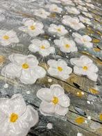 Groot 3D Olieverf schilderij bloemen canvas doek Handgemaakt, Antiek en Kunst, Ophalen of Verzenden