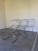6 Gastone Rinaldi draadstoelen vintage italiaans design, Huis en Inrichting, Stoelen, Gebruikt, Ophalen of Verzenden, Metaal, Grijs