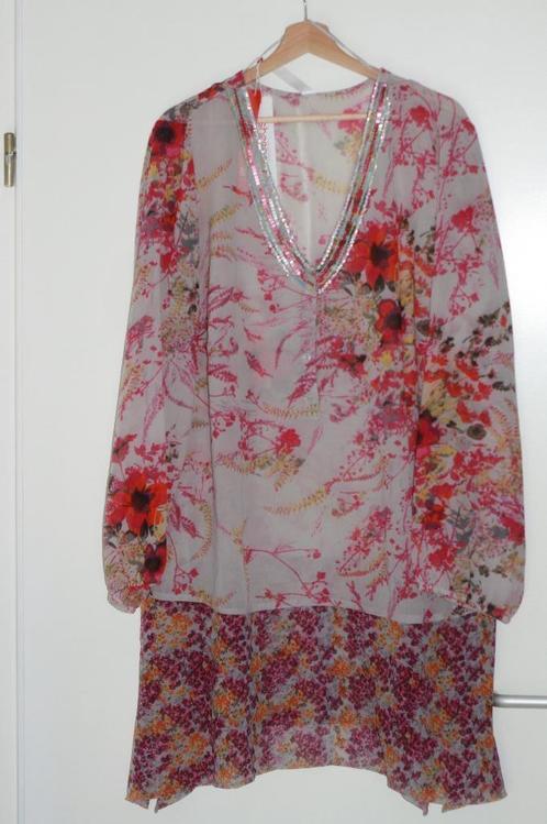 Z1a Chique voile lange tuniek kraaltjes Sheego 50/52, Kleding | Dames, Grote Maten, Zo goed als nieuw, Blouse of Tuniek, Roze