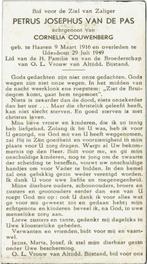 Pas Petrus 1916 Haaren 1949 Udenhout, Ophalen of Verzenden, Bidprentje