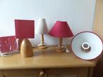 Lampenkappen rood vierkant + kegelvorm houten voeten, Ophalen of Verzenden, Zo goed als nieuw, Modern, Minder dan 50 cm