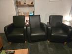 Mooie zwarte fauteuils, Ophalen, Gebruikt, Minder dan 75 cm, Leer