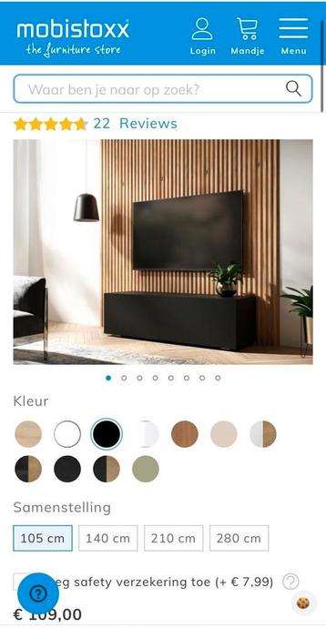 Mobistoxx tv meubel, zwart. Nieuw in doos 