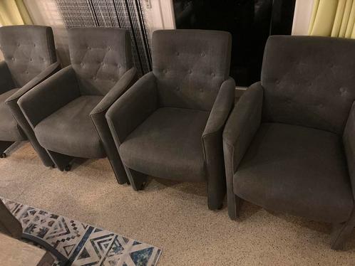 Set van 4 eetkamerstoelen grijs, Huis en Inrichting, Stoelen, Gebruikt, Vier, Stof, Grijs, Ophalen