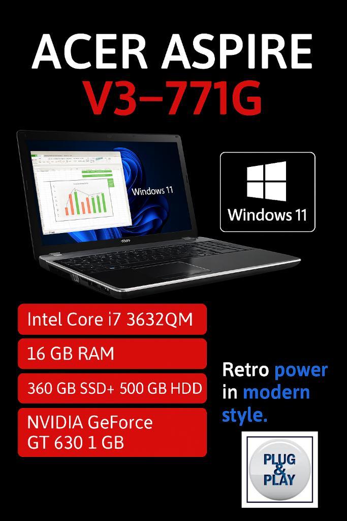 Snelle Krachtige Acer V3 + 16 Gb + SSD + HD + Garantie, Computers en Software, Windows Laptops, Zo goed als nieuw, 17 inch of meer