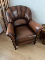 Bruin Leren fauteuil, Huis en Inrichting, Fauteuils, Ophalen of Verzenden, Zo goed als nieuw, 75 tot 100 cm, 50 tot 75 cm