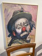 Vintage verdrietige clown in lijst, Ophalen of Verzenden