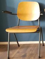 Kantinestoel/schoolstoel/stoel met armleuning, hout/metaal, Huis en Inrichting, Stoelen, Ophalen, Gebruikt, Metaal, Eén