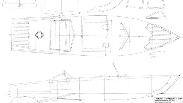 Bouwtekening van een offshore racer / speedboot, Hobby en Vrije tijd, Modelbouw | Boten en Schepen, Nieuw, Ophalen of Verzenden