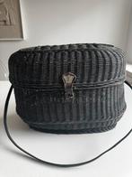 Brocante mandje rotan zwart, Ophalen of Verzenden