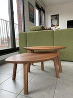 Bijzettafel set van 2 – walnootfineer, in nieuwstaat, Overige materialen, 50 tot 100 cm, Rond, 50 tot 100 cm