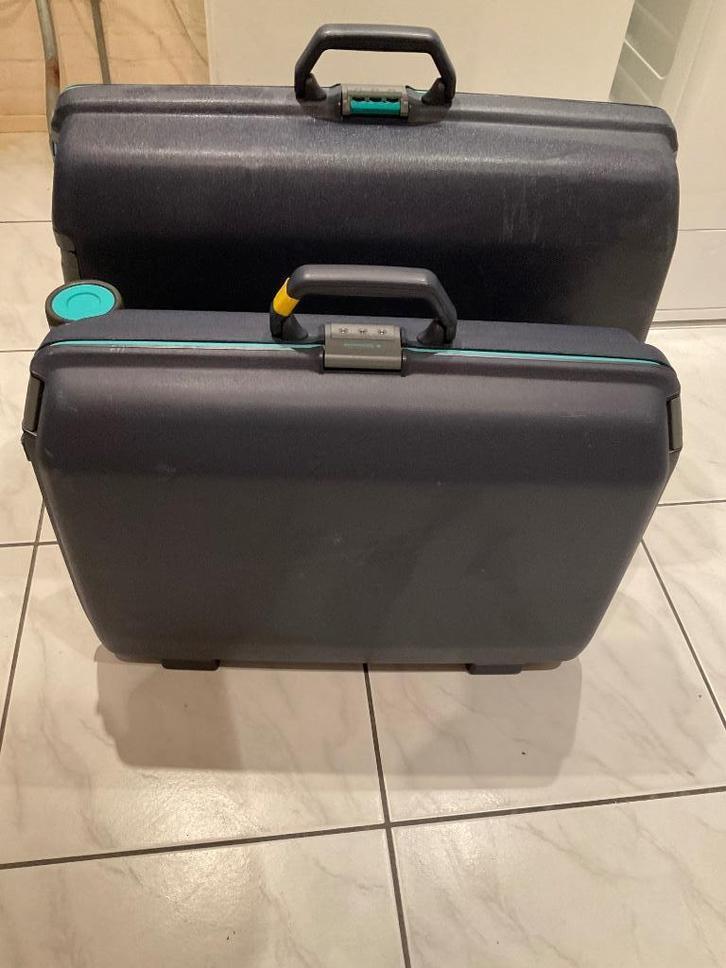 Kofferset Samsonite, Sieraden, Tassen en Uiterlijk, Koffers, Gebruikt, Hard kunststof, 60 tot 70 cm, 45 tot 55 cm, Slot, Uitschuifbare handgreep