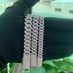 Moissanite Cuban Link Bracelets & Chains, Sieraden, Tassen en Uiterlijk, Kettingen, Verzenden, Nieuw, Met edelsteen, Zilver