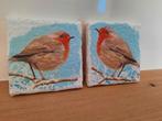 Mini canvas warm winters tafereel roodborstje Vlieland, Ophalen of Verzenden, Zo goed als nieuw, Minder dan 50 cm, Minder dan 50 cm