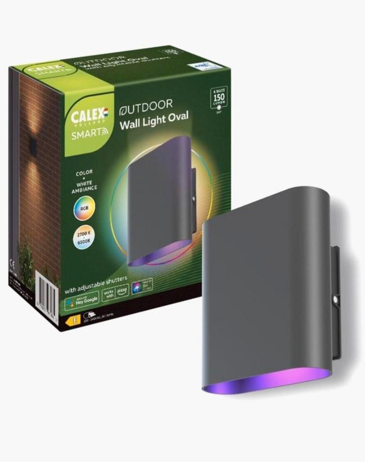 2 x Calex Smart Outdoor Wandlamp Oval - Nieuw!, Tuin en Terras, Buitenverlichting, Nieuw, Wandlamp, Kunststof, Minder dan 50 watt