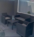 Loungeset met tafel en kussens, 4 zitplaatsen, Kunststof, Gebruikt, Ophalen of Verzenden