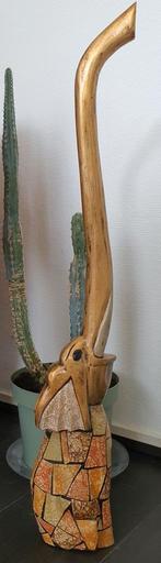 Olifant beeld houtsculptuur hout uniek houtsnijwerk handwerk, Ophalen of Verzenden