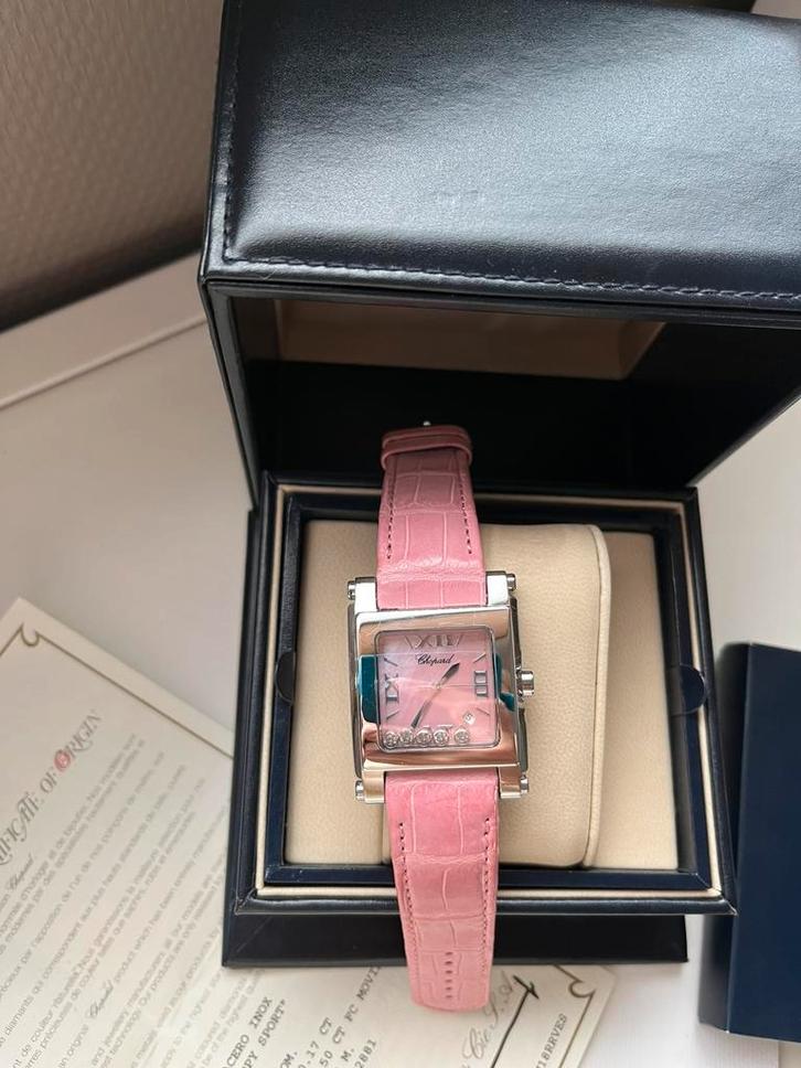 Chopard Happy Sport 28/8447 horloge 5 diamanten Full set, Sieraden, Tassen en Uiterlijk, Horloges | Dames, Zo goed als nieuw, Polshorloge