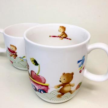 Set van 2 Villeroy & Boch Kiddy Bears Kindermokken met oor  beschikbaar voor biedingen