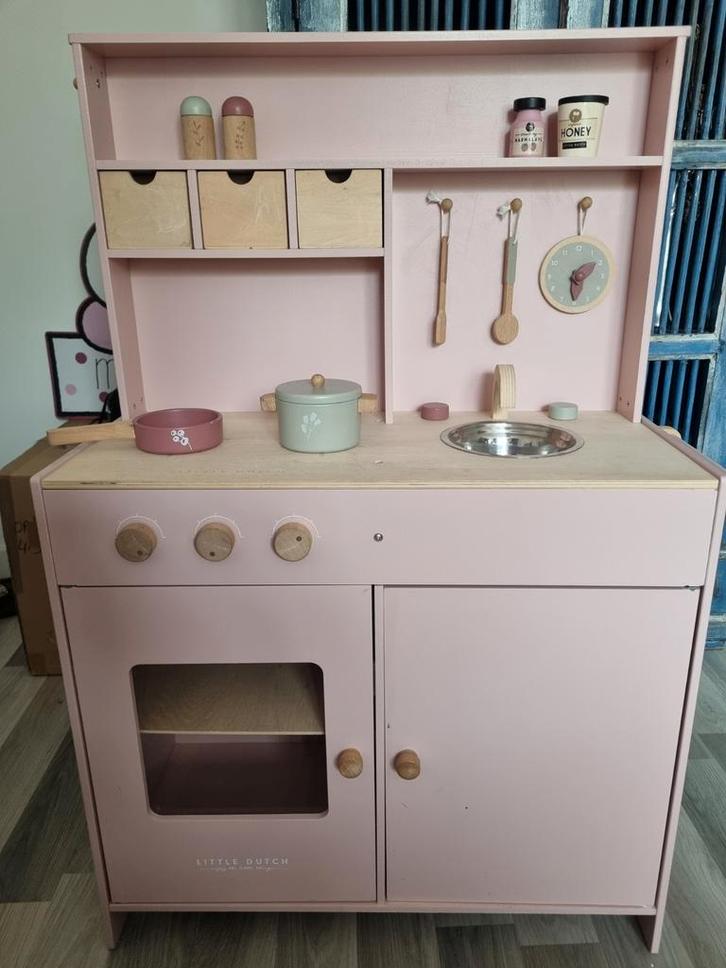 Little Dutch Roze Speelkeuken - Compleet!, Kinderen en Baby's, Speelgoed | Speelkeukens, Gebruikt, Speelkeuken, Hout, Ophalen