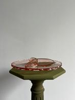 Vintage roze persglas 3 vakken schaal - hapjes schaal, Ophalen of Verzenden