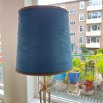 Vintage lampenkap blauw taftzijde, Gebruikt, 25 tot 50 cm, Blauw, Rond