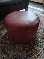 Leren poef, Huis en Inrichting, Banken | Voetenbanken en Poefen, Ophalen, Minder dan 50 cm, Boho, Rond