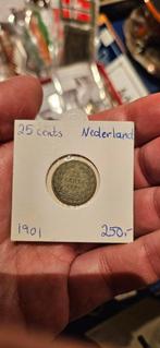 25 cent munt uit 1901, Ophalen of Verzenden, Koningin Wilhelmina, 25 cent