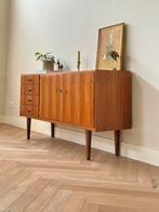 Vintage dressoir hout messing jaren 50/60/70, Ophalen, Gebruikt, 100 tot 150 cm, Vintage
